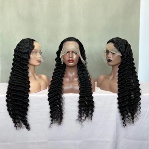 Peluca de Cabello Humano 100% Natural con Frente de Encaje, Cabello Liso, Ondulado, Rizado Profundo, Peluca Completa de Encaje, Cabello Humano Virgen - Product Image 1