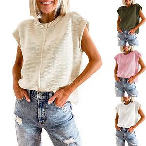 Loveda Maglione Senza Maniche Invernale Casual con Collo Tondo, Multicolore, Vestibilità Ampia per Donna - Product Image 1