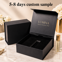 Boîtes rigides de luxe en carton, logo personnalisé, boîtes noires pour flacons, fermeture magnétique, boîte cadeau avec doublure en éponge