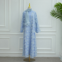 Nouvelle Abaya de luxe faite à la main à Dubaï, dentelle texturée, perles florales, cardigan perlé, Abaya pour femmes musulmanes, robes modestes, ensemble de 3 pièces