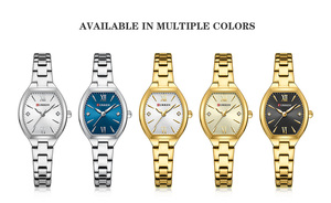 CURREN 9112, relojes de pulsera de cuarzo para <span class=keywords><strong>mujer</strong></span>, relojes de acero inoxidable a la moda para <span class=keywords><strong>mujer</strong></span>, reloj de regalo Tonneau elegante Original - Product Image 5