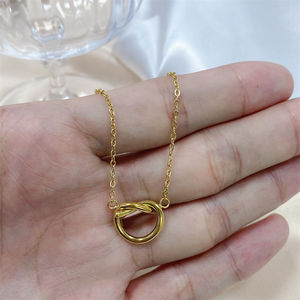 Collar <span class=keywords><strong>de</strong></span> nudo Irregular <span class=keywords><strong>de</strong></span> acero inoxidable para mujer, colgante <span class=keywords><strong>de</strong></span> corazón circular, joyería coreana minimalista <span class=keywords><strong>2022</strong></span> - Product Image 3