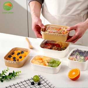 Envase de Comida para Llevar de Papel Kraft Marrón con Logotipo Personalizado, Ecológico, Impermeable, para Catering, <span class=keywords><strong>Sushi</strong></span> y Ensaladas, con Tapa - Product Image 1