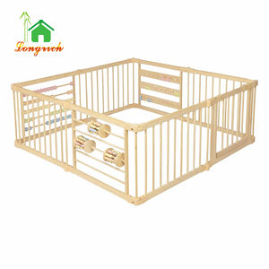 Corralito de madera Extra grande para niños pequeños y bebés Paneles de corralito de madera Valla de juego para bebés expandible cambiable - Product Image 1