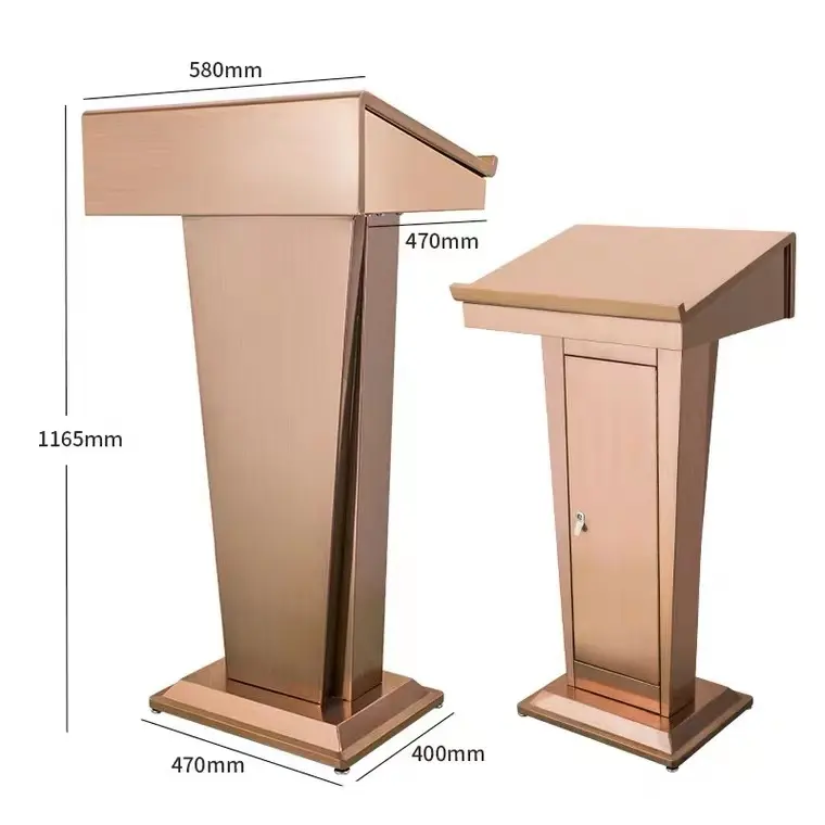 도매 프리미엄 나무 스테인레스 스틸 음성 Lectern Rostrum Pulpit 연단 교회