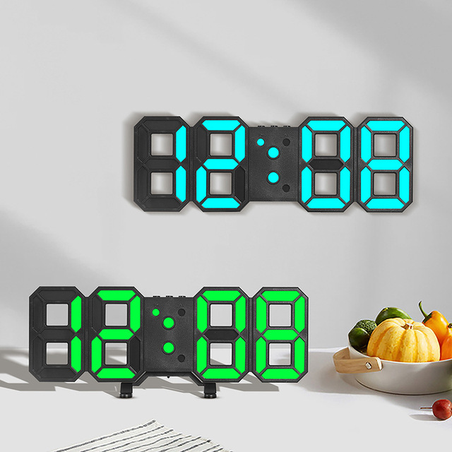 3d Luminous Wall Mounted Digital Smart Decoration Clock with Temperature Calendar Clock for Bed Alarm Table Clock
