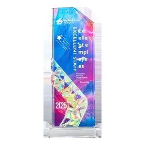 2025年创意彩色雕刻凸版印刷水晶奖杯，适合高端优雅运动和游戏 - Product Image 5