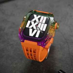 Correa de Goma CHARM para Reloj, Diseño Degradado Arcoíris, Correa y Caja de una Sola Pieza de 44/45 mm, Éxito de Ventas Transfronterizo, Venta Directa de Fábrica - Product Image 3