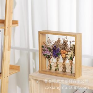 Wood Dried Flower Frame Rectangle Natural Color Handmade <b>Shadow</b> <b>Box</b> Display Frame For Home Decor - Product Image 1
