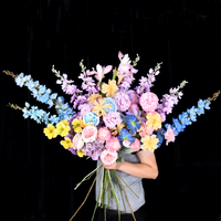 Composition florale Morandi, guirlande de verdure, fleurs sauvages, fleurs en soie de haute qualité couleur lilas clair, centre de table