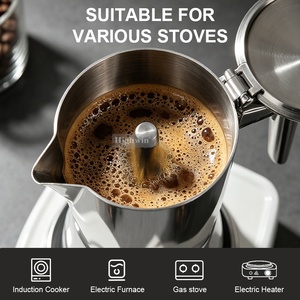 HIGHWIN Stovetop Maker in <span class=keywords><strong>acciaio</strong></span> <span class=keywords><strong>inox</strong></span> <span class=keywords><strong>caffettiera</strong></span> a induzione 6 <span class=keywords><strong>tazze</strong></span> Moka Pot - Product Image 2