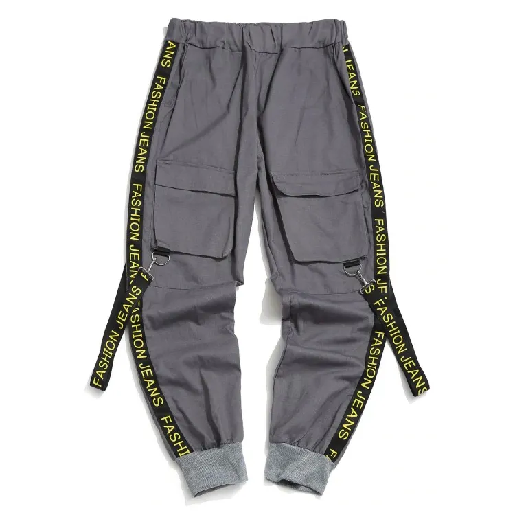 Pantalones Cargo de pierna ancha para hombre, de alta calidad, con 6 bolsillos, parte lateral de Harlem, con gráfico Staked Tactics