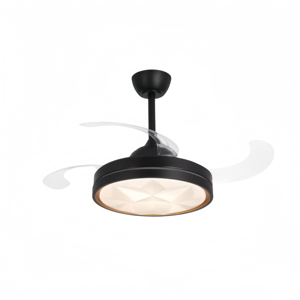 Ventilateur de plafond LED moderne avec moteur DC, 3 pales, télécommande, intensité variable, blanc chaud 3000K-6000K, montage en suspension, pour salon, en métal - Product Image 1