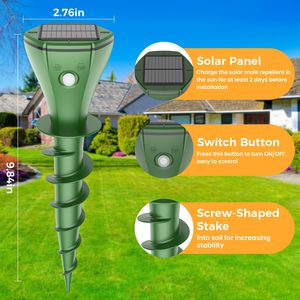 Repelente de Topos, Conejos, Marmotas y Ardillas, Energía Solar, Resistente al Agua IP 65, para Exteriores, Césped y Jardín - Product Image 4