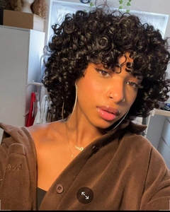 Perruque Courte Bob Pixie Heybaby avec Frange, Cheveux Humains Vierge Indiens Bruts Bouclés, Fournisseur de Perruques - Product Image 3