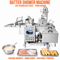 Machine industrielle automatique d'enrobage de pâtes pour la ligne de traitement des coupes de poulet, des coupes de porc et des fruits de mer (enrobage humide)