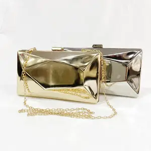 Atacado Moda Luxo Ouro Metal Bolsa Quadro Embreagem Partido Sacos Mulheres Sacos De Noite Caixa