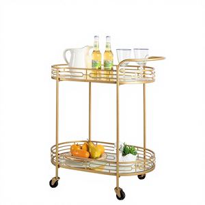 Chariot de service décoratif de luxe, fait main, style industriel, pour boissons, écologique, style américain, plaqué, sûr - Product Image 1