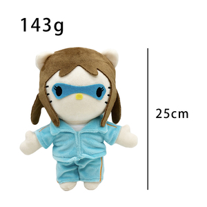 Nouvelle arrivée : adorable poupée en peluche avec une <span class=keywords><strong>fleur</strong></span> rouge sur l'épaule, un patch pour les yeux bleu et un chapeau violet, figurine d'anime tendance, jouet en peluche - Product Image 4