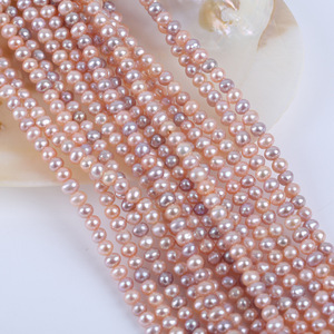 Perles de Zhuji, perles d'eau douce naturelles, 5-5,5 mm, rose, violet, elliptiques, enfilées pour collier, bracelet, vente en gros - Product Image 3