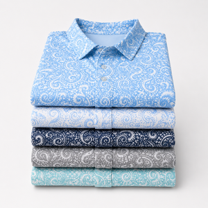 Erkek Polo Gömlekleri <b>Men's</b> <b>Paisley</b> Printed Short Sleeve Golf Polo <b>Shirt</b> Custom Logo Private Label OEM ODM Manufacturer - Product Image 1
