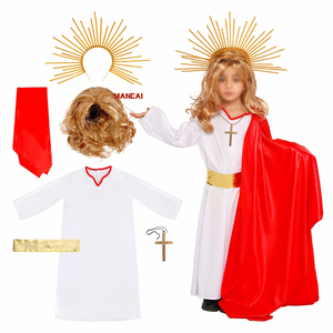 Costume de roi rouge pour enfants d'Halloween, perruques, carnaval, enfants, visage blanc, royaume, prince médiéval, costume de cosplay de roi - Product Image 6