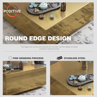 Nouveau design Table basse carrée de luxe pour salon Table basse salon en acier inoxydable brossé et or