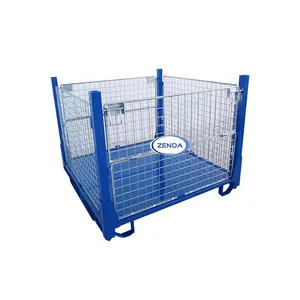 China Supplier 1000KG Wire Container Roll Stillage Pallet Cage Rack Steel Mesh Box