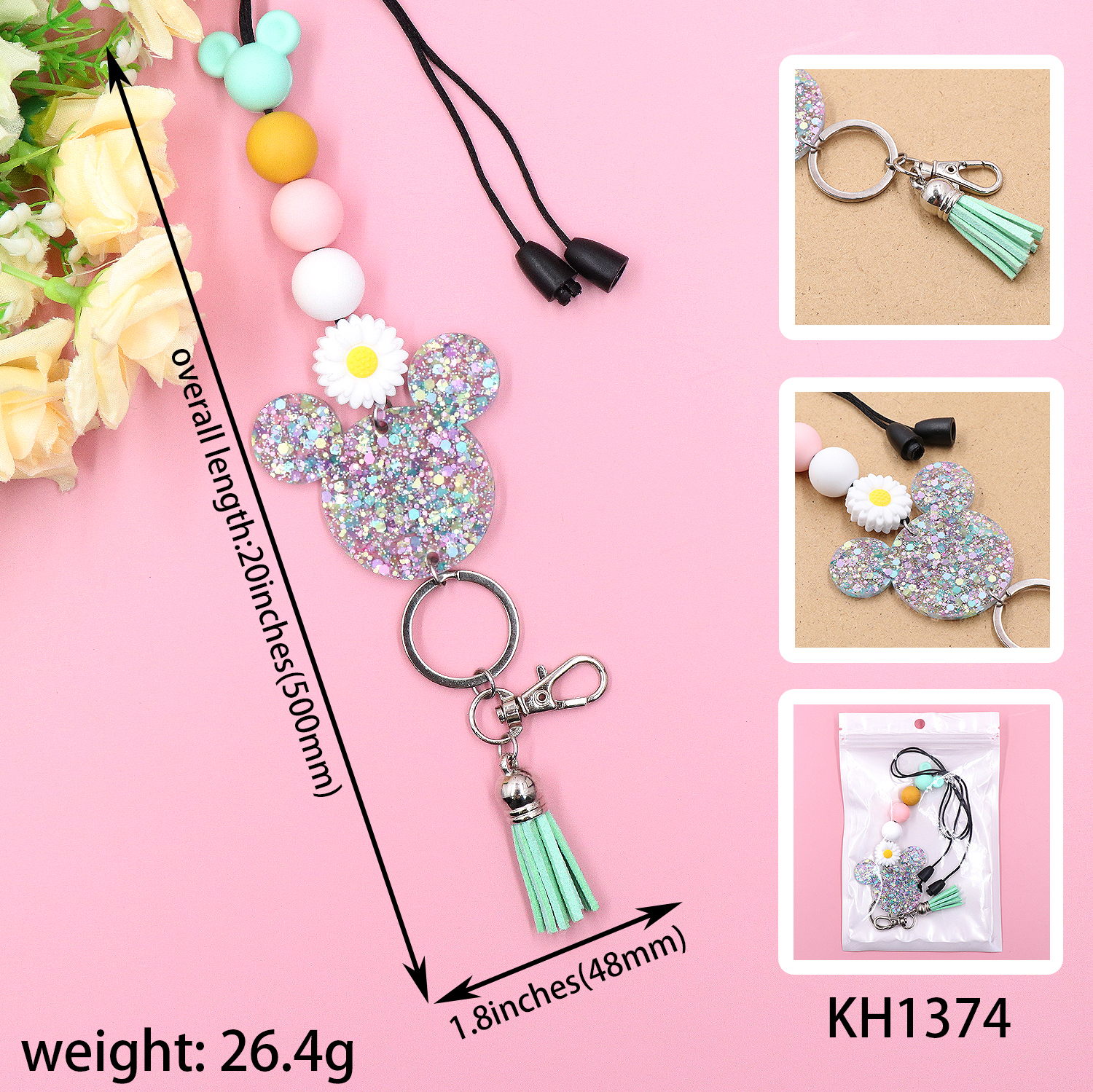 Personalized Silicon Lanyard For Keys ID Badge-Book Mouse Crayon Design With Name Custom Cute Teacher Gifts Acrylic Image 4