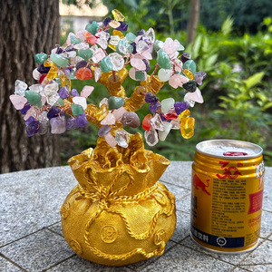 Wholesale Natural Pink Seven-<strong>Chakra</strong> Crystal Tree Healing <strong>Stone</strong> Coin Crystal Tree Ornaments Wholesale Crystal Decorations - Product Image 6