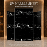 Panneau mural en PVC brillant MORLENX, imitation marbre veiné noir et blanc, effet fissures horizontales, pour projets commerciaux modernes