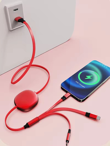 Câble USB 3-en-1 rétractable 100W à charge rapide, 6A, pour téléphones mobiles, type C, cadeau promotionnel - Product Image 5