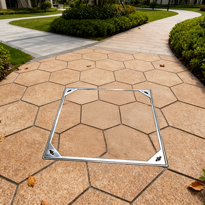 맞춤형 현대식 스테인리스 사각 배수판 숨김형 맨홀 커버 야외 하수구 장식 커버 - Product Image 2