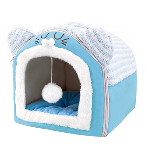 Nid douillet pour chat, chenil, lit pour animaux de compagnie, tente intérieure, nid chaud <span class=keywords><strong>en</strong></span> peluche, <span class=keywords><strong>panier</strong></span> avec coussin amovible, accessoire de voyage pour <span class=keywords><strong>chien</strong></span> - Product Image 4
