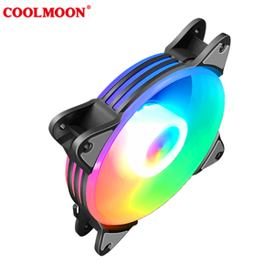COOLMOON Kipas Pendingin Komputer LED, Casing Kipas Pendingin Udara Bulan Ajaib DC 12V Sunyi Multi-lapis Lubang 120X120X25Mm - Product Image 2