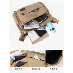 Huang Lei Men's Canvas Shoulder Bag Large Capacity Waterproof Wear Resistant Crossbody Bag For Travel Outdoor Casual Use - Product Image 3