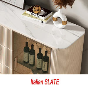 <span class=keywords><strong>Table</strong></span> <span class=keywords><strong>console</strong></span> moderne de luxe en verre à 2 portes Buffet en bois de chêne avec dessus en marbre Armoire pour salle à manger - Product Image 5