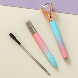 Stylo à bille en métal et cristal avec logo personnalisé, dégradé de diamants, pour cadeaux de papeterie de bureau en gros - Product Image 4