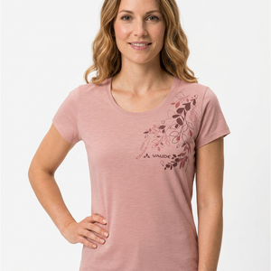 T-shirt Vaude pour femme, imprimé floral rose, col rond, manches courtes, jersey décontracté en coton, respirant, coupe classique, printemps-été - Product Image 1