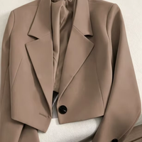 Blazer court chic pour femme 2026, à bouton unique, idéal pour le printemps et l'automne, coupe ajustée, prêt pour le bureau, style déesse