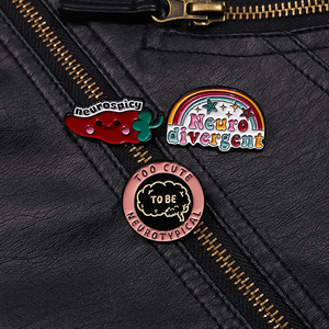 Pins de esmalte de fresa Neurospicy para salud mental, personalizados, exquisitos, para neurotípicos y neurodivergentes, broche, insignia para mochila y solapa, joyería - Product Image 1