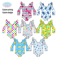 Maillot de bain une pièce pour filles Ruidian OEM, bretelles halter, manches à volants, 6M-16T, impression personnalisée, tissu extensible doux, vêtements de plage