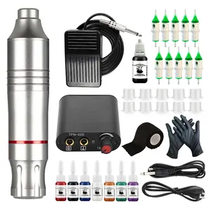 Hot Sales Professional Tattoo Machine Set With Power Supply With Foot Pedal And Tattoo Inks For New Tattoo Starter Supply