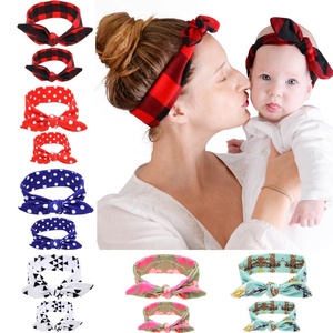 Gedrukt moeder en kind hoofdband sets konijn oor haarband hoofdtooi mom baby haaraccessoires set - Product Image 3