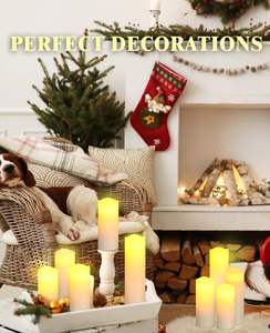 Bougies sans flamme à piles avec minuterie et télécommande, en plexiglas, LED, pilier réaliste avec mèche mobile, promotion spéciale pour la maison et Noël - Product Image 3