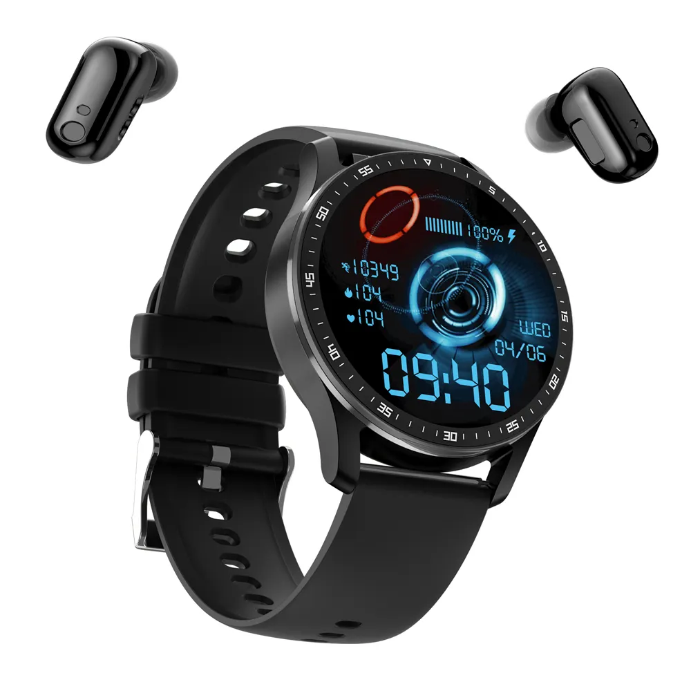 New 2 In 1 Round Touch X7 Smartwatch Earphone Wireless Tws Reloj Smart Watch With Earbud Earphones
