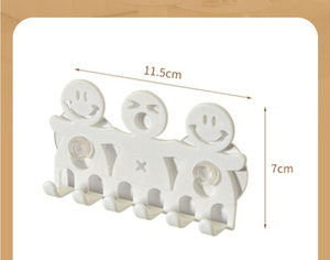 Bathroom Suction Single Tier PE Plastic Folding Pot Wall Mount Multifunction 5 Position Toothbrush Holder Rack Funny Smiling - Product Image 5