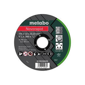 Metabo Novorapid Cutting Wheel 115 X 1.0 X 22.23 Mm For Metal And <b>Plastic</b> C 30 S - Product Image 1