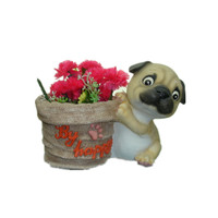Pot de fleurs en polyrésine sculpté à la main, motif chien de dessin animé mignon, pour la plantation et la décoration de la maison et du jardin