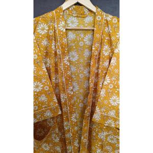Bata Kimono Vintage de Algodón Tallas Grandes, 100% Algodón con Estampado Floral, Suave y Cómoda, Largo hasta la Rodilla, Vestido Tipo Bata, Ropa de Playa - Product Image 4